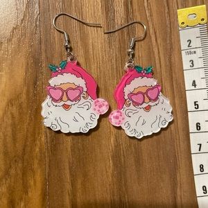 COOL CHRISTMAS SANTA EARRINGS IN PINK HEART SUNGLASSES 🤗💕💕